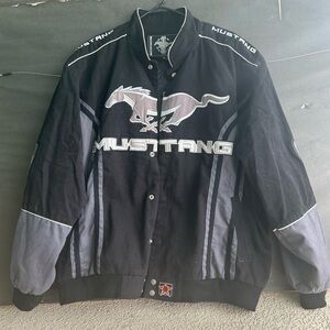 Ford Mustang Black and Gray Bomber Jacket